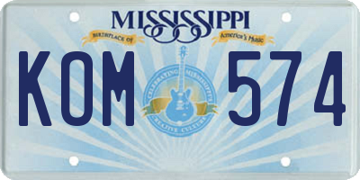 MS license plate KOM574