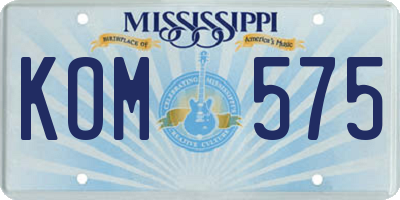 MS license plate KOM575