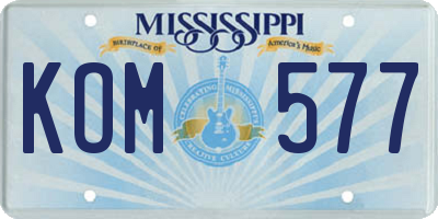 MS license plate KOM577