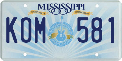 MS license plate KOM581