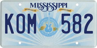 MS license plate KOM582