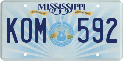 MS license plate KOM592