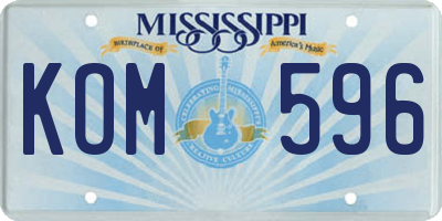 MS license plate KOM596
