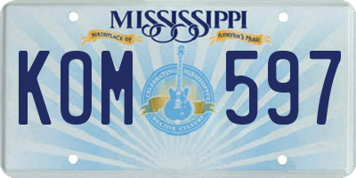 MS license plate KOM597
