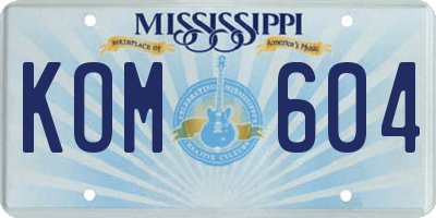 MS license plate KOM604