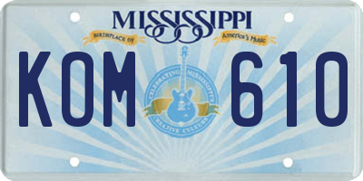 MS license plate KOM610