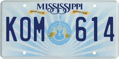 MS license plate KOM614