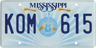 MS license plate KOM615