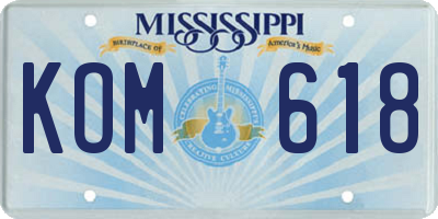 MS license plate KOM618