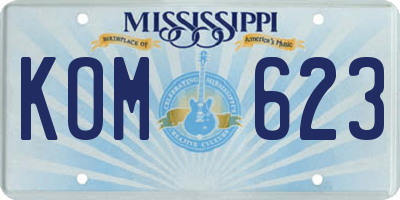 MS license plate KOM623