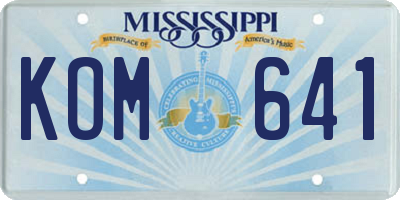 MS license plate KOM641