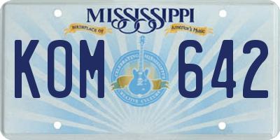 MS license plate KOM642