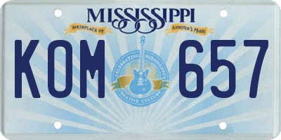 MS license plate KOM657