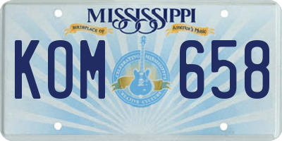MS license plate KOM658