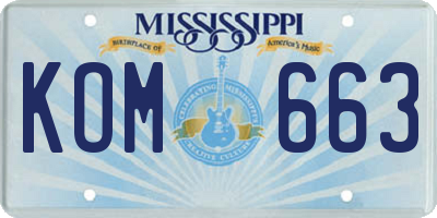 MS license plate KOM663