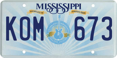 MS license plate KOM673