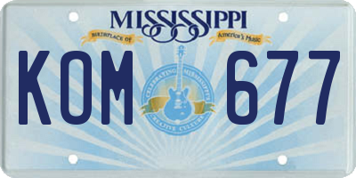 MS license plate KOM677