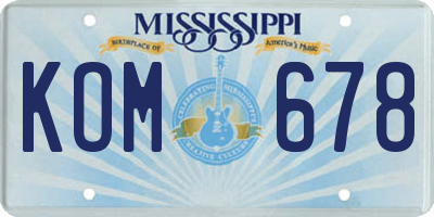 MS license plate KOM678