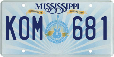 MS license plate KOM681
