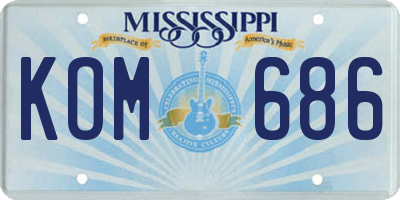 MS license plate KOM686