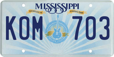 MS license plate KOM703