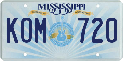 MS license plate KOM720