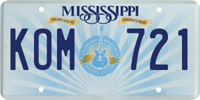 MS license plate KOM721