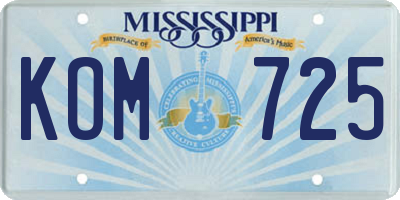 MS license plate KOM725