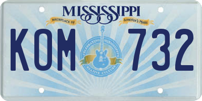 MS license plate KOM732