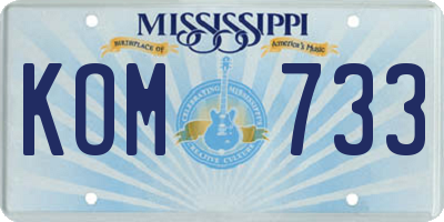 MS license plate KOM733