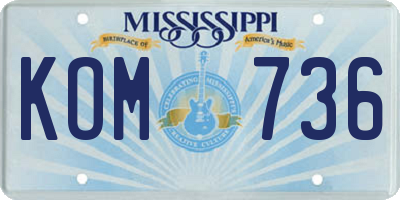 MS license plate KOM736
