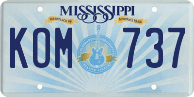 MS license plate KOM737