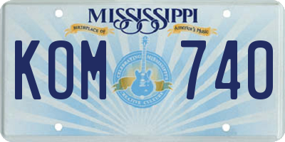MS license plate KOM740