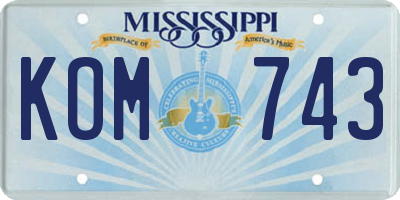 MS license plate KOM743