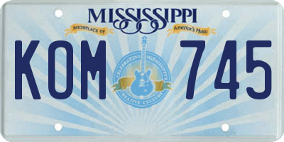 MS license plate KOM745