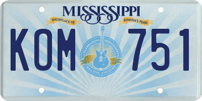 MS license plate KOM751