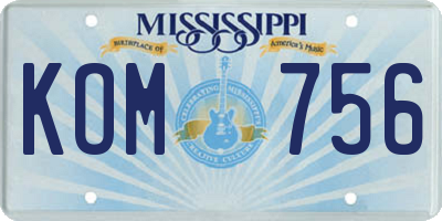 MS license plate KOM756