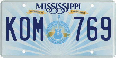 MS license plate KOM769