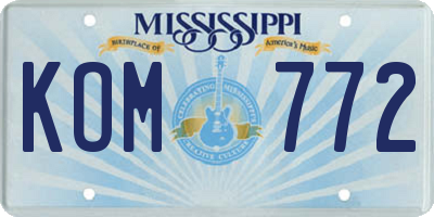 MS license plate KOM772