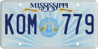 MS license plate KOM779
