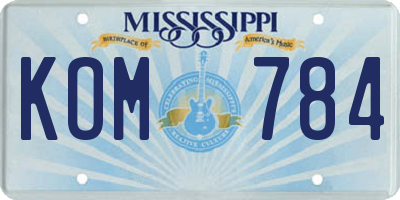 MS license plate KOM784