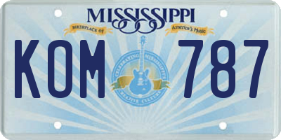 MS license plate KOM787