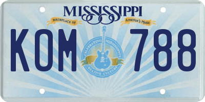 MS license plate KOM788