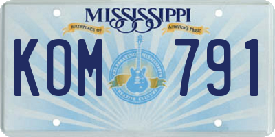 MS license plate KOM791