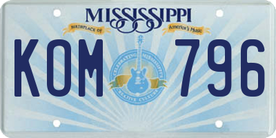 MS license plate KOM796