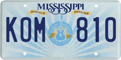 MS license plate KOM810
