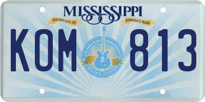 MS license plate KOM813