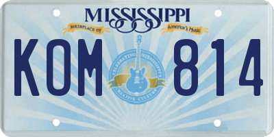 MS license plate KOM814
