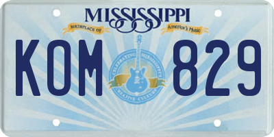 MS license plate KOM829
