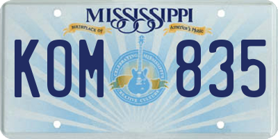 MS license plate KOM835